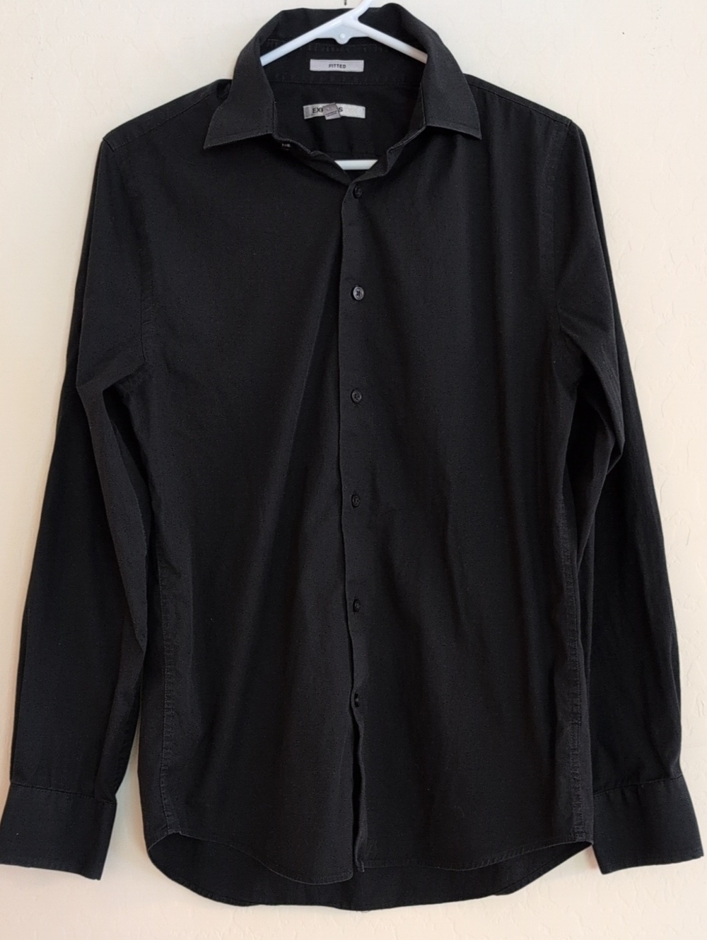 Express 1MX Fitted Black Dress Shirt Classic Long Sleeve Button Up - Size S